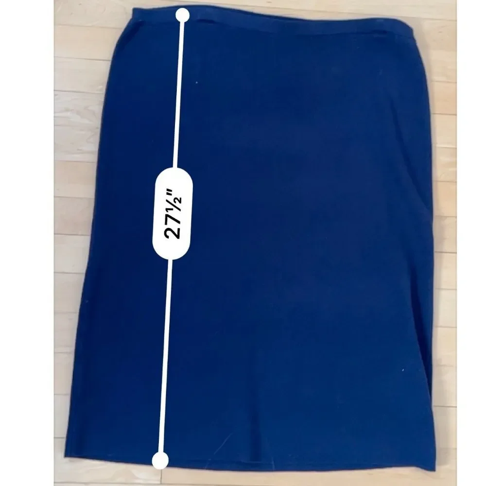 Eileen Fisher Silk Cotton Interlock Signature Knit Pencil Midnight Skirt XL NWT